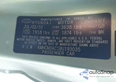 2011 Hyundai Accent Gs из США, поврежденный, VIN KMHCM3AC1BU193035